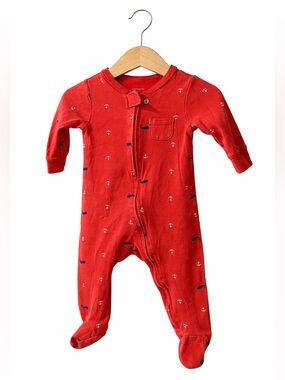 Carter's Red Anchor-Print Footed One-Piece